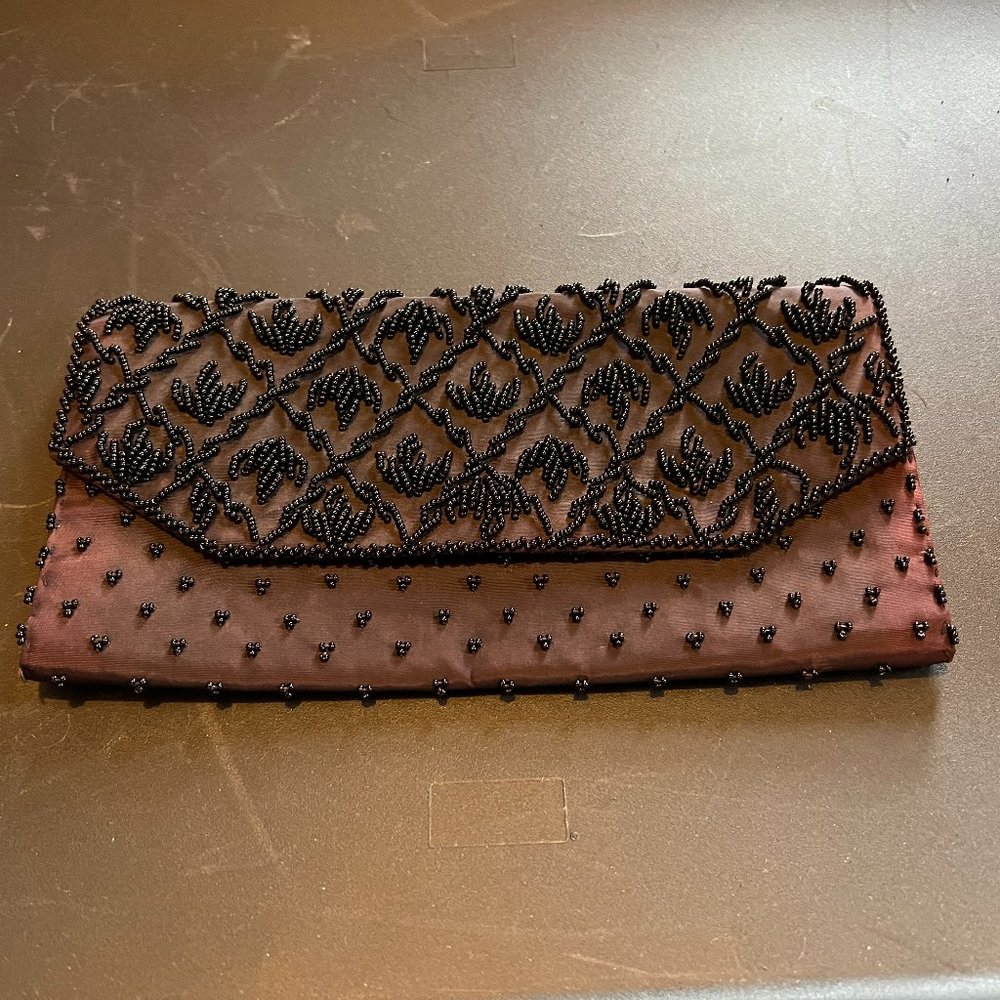 Vintage Walborg Richere Hong Kong Bag Black Beaded Evening Clutch Purse